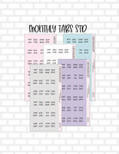 Monthly Tabs Standard Font - Hobonichi Weeks