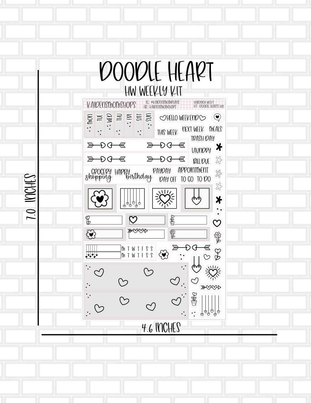 038 Doodle Heart Hobonichi Weeks Weekly Kit - NEW FORMAT