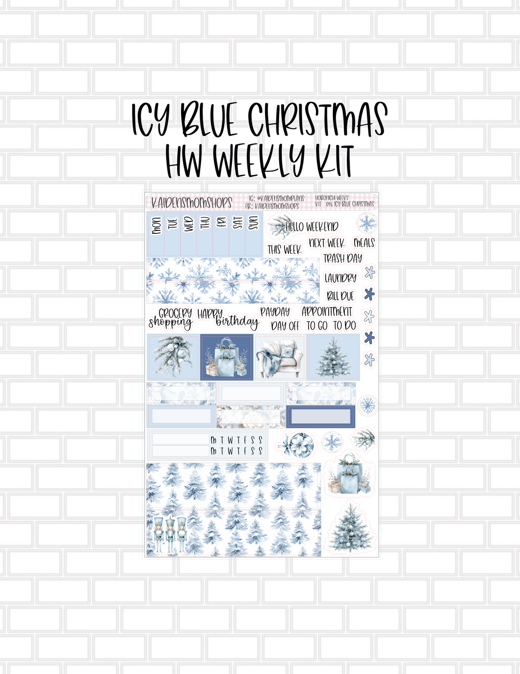 046 Icy Blue Christmas  Hobonichi Weeks Weekly Kit - NEW FORMAT