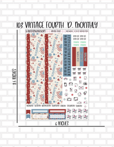 103 Vintage Fourth Erin Condren 7x9 Planner Stickers