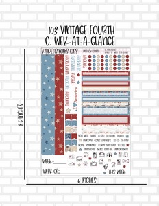 103 Vintage Fourth Erin Condren 7x9 Planner Stickers