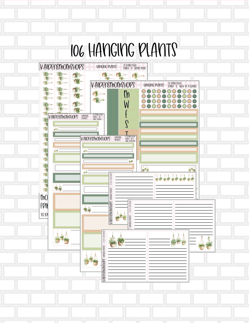 106 Hanging Plants  Erin Condren 7x9 Planner Stickers