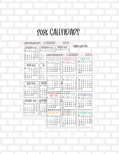 Calendars for 2026 - Full Sticker Sheet