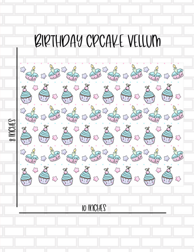 Birthday Cupcake Planner Vellum - 8X10 Sheet