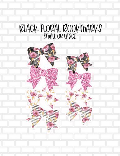 Black Floral Stacked Bow Bookmark - Large or small