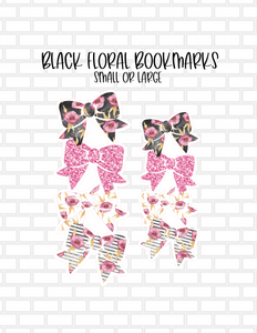 Black Floral Stacked Bow Bookmark - Large or small