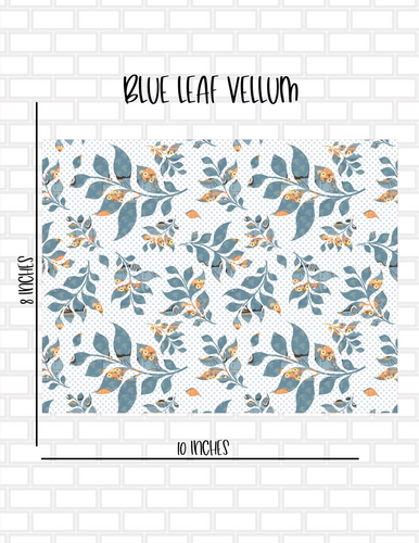 Blue Leaf Fall Planner Vellum - 8X10 Sheet
