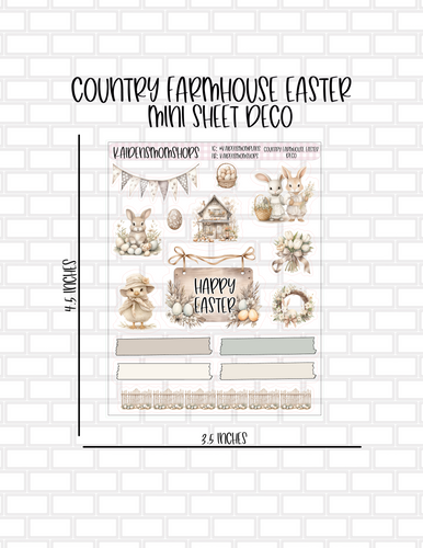 Country Farmhouse Easter Mini Sticker Sheet Deco