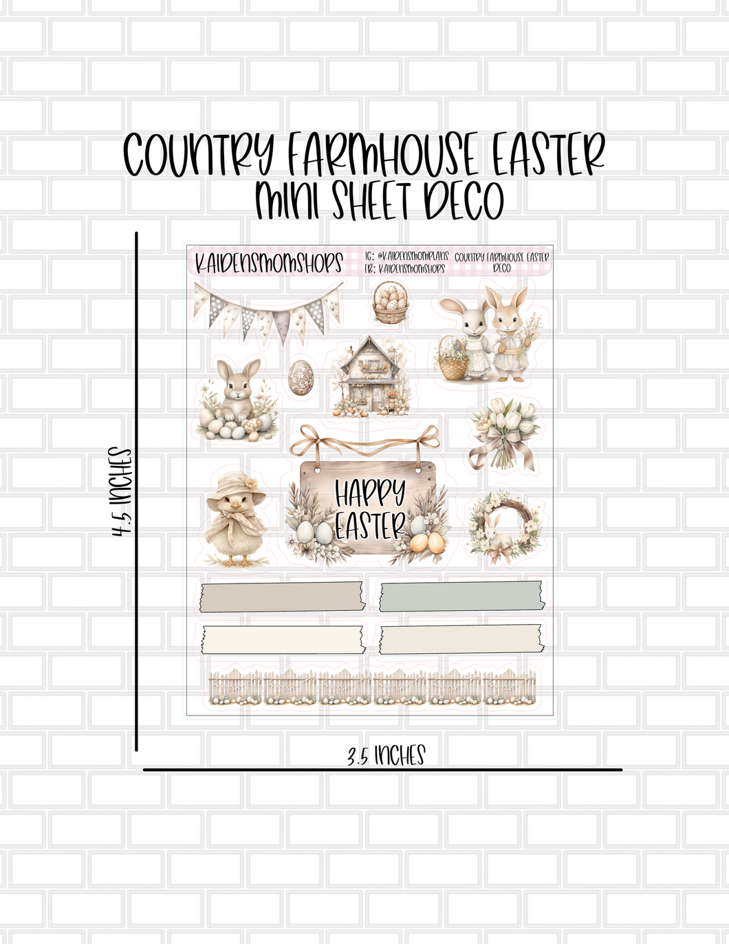Country Farmhouse Easter Mini Sticker Sheet Deco