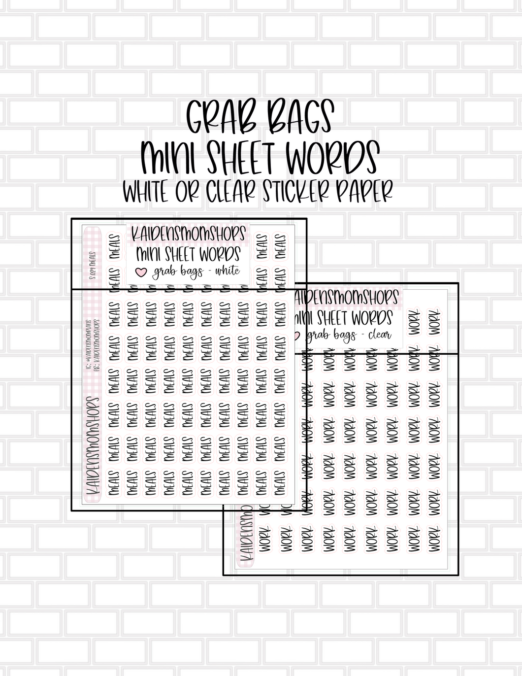 Mini Sheet WORDS Grab Bag - Not Oops - 5 Mini Sheets