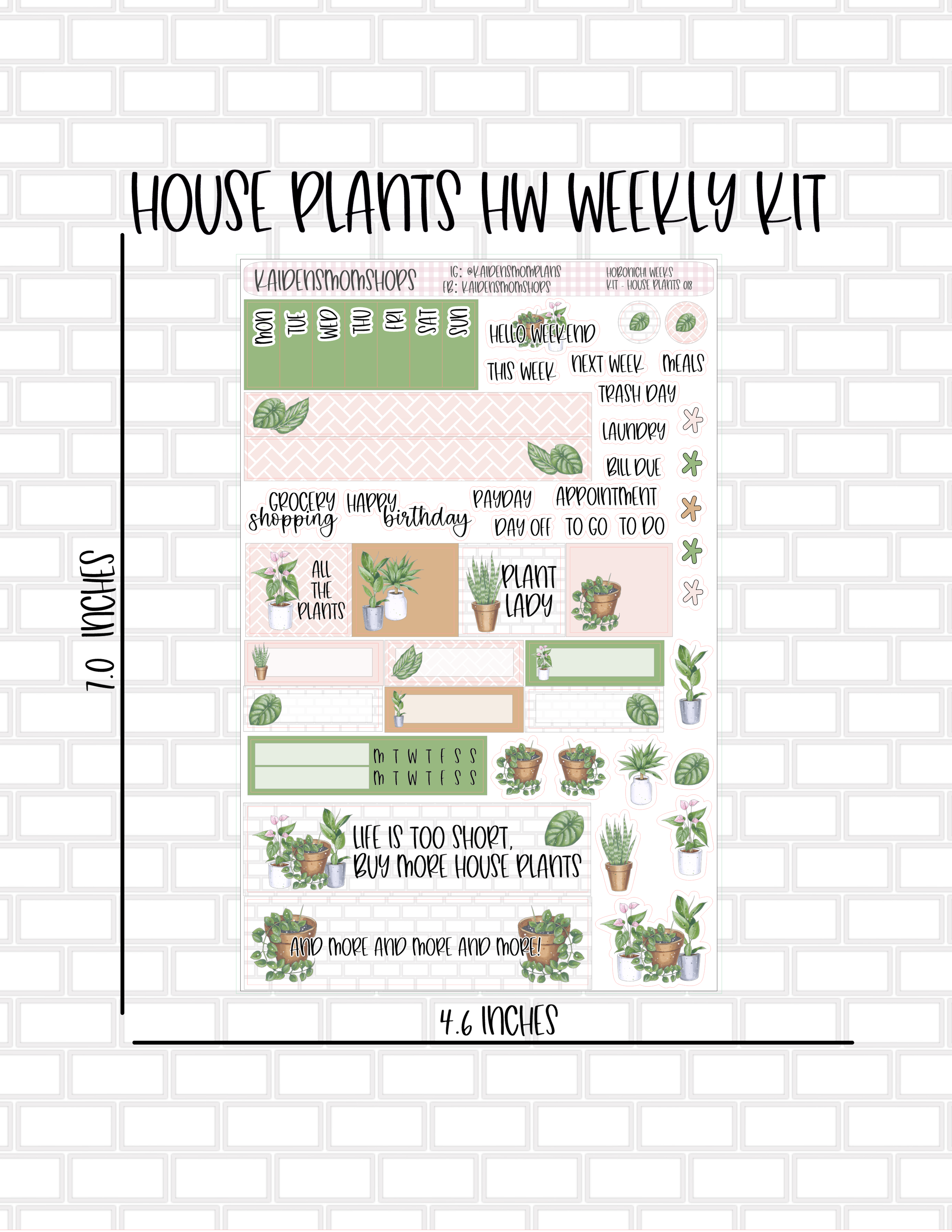 018 House Plants Hobonichi Weeks Weekly Kit