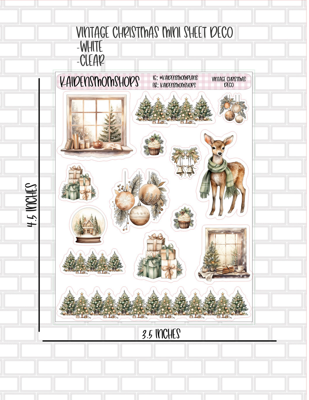 Vintage Christmas Mini Sticker Sheet