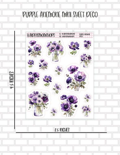 Purple Anemone Deco Mini Sticker Sheet