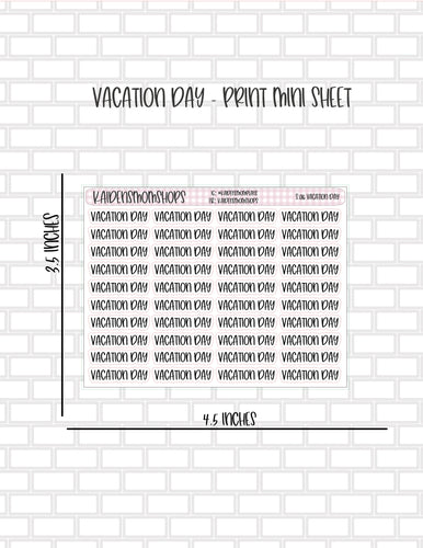 S.016 Vacation Day Print Mini Sticker Sheet