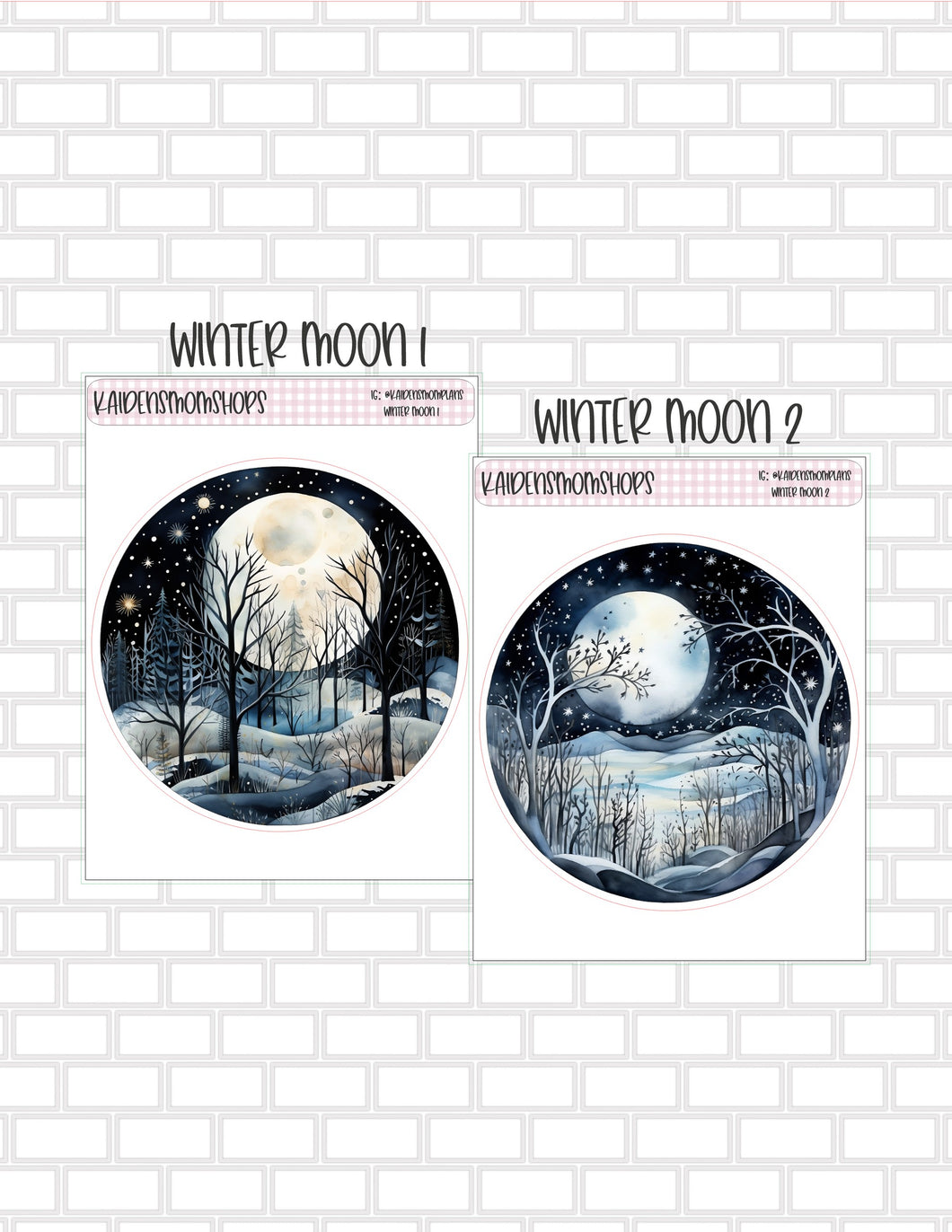 Winter Moon Single Sticker Mini Sticker Sheet