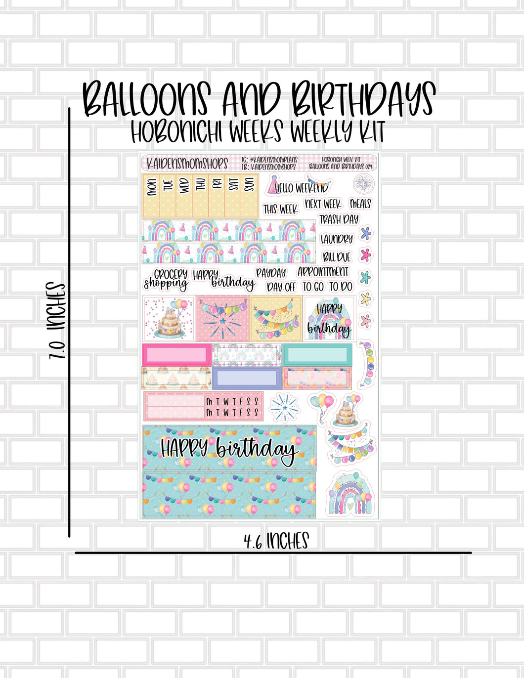 029 Balloons and Birthdays Hobonichi Weeks Weekly Kit - NEW FORMAT