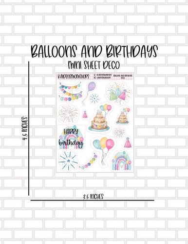 Balloons and Birthdays Mini Sticker Sheet