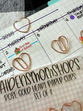 Rose Gold Heart Paper Clips - Set of 3