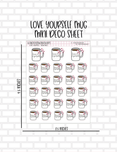 Love Yourself Bow Mugs Mini Sticker Sheet