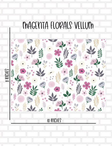 Magenta Florals Vellum Sheet