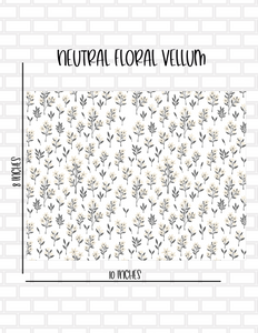 Neutral Floral Planner Vellum - 8X10 Sheet