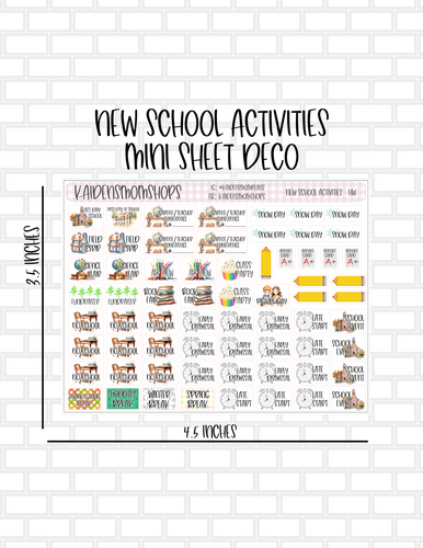 NEW School Activities Mini Sheet - HW Size Stickers