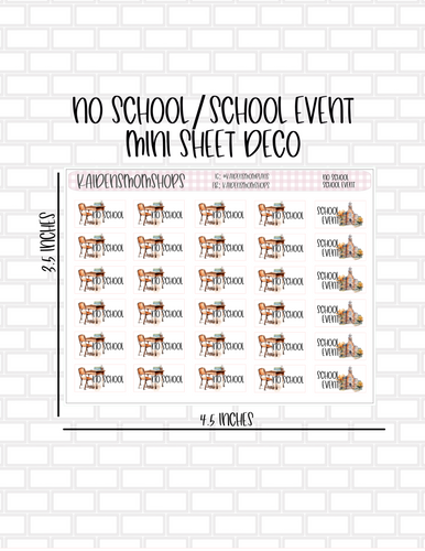 No School/School Event Mini Deco Sheet