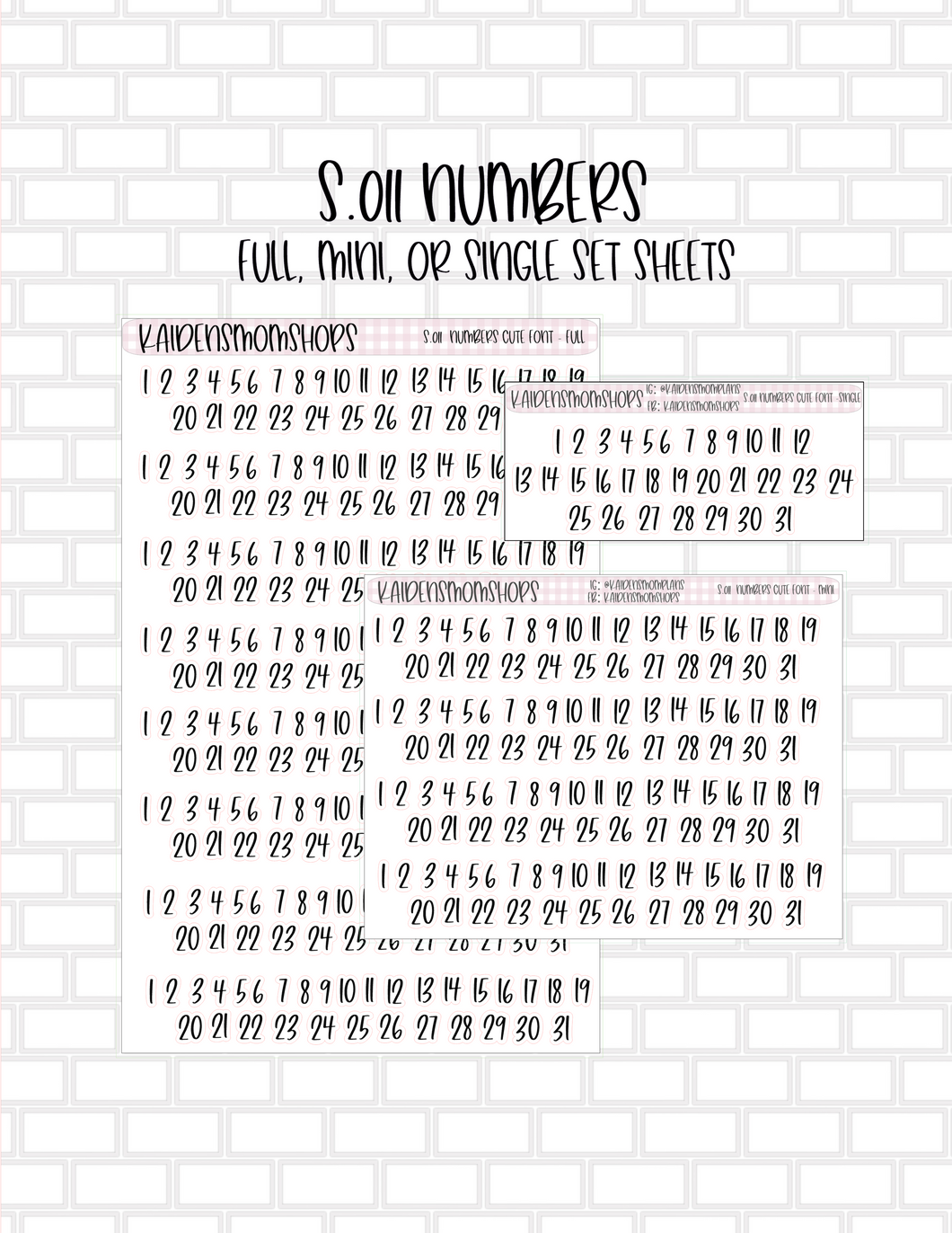 S.011 Numbers Print Stickers
