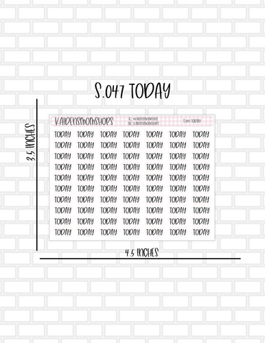 S.047 Today Mini Sheet Word Stickers