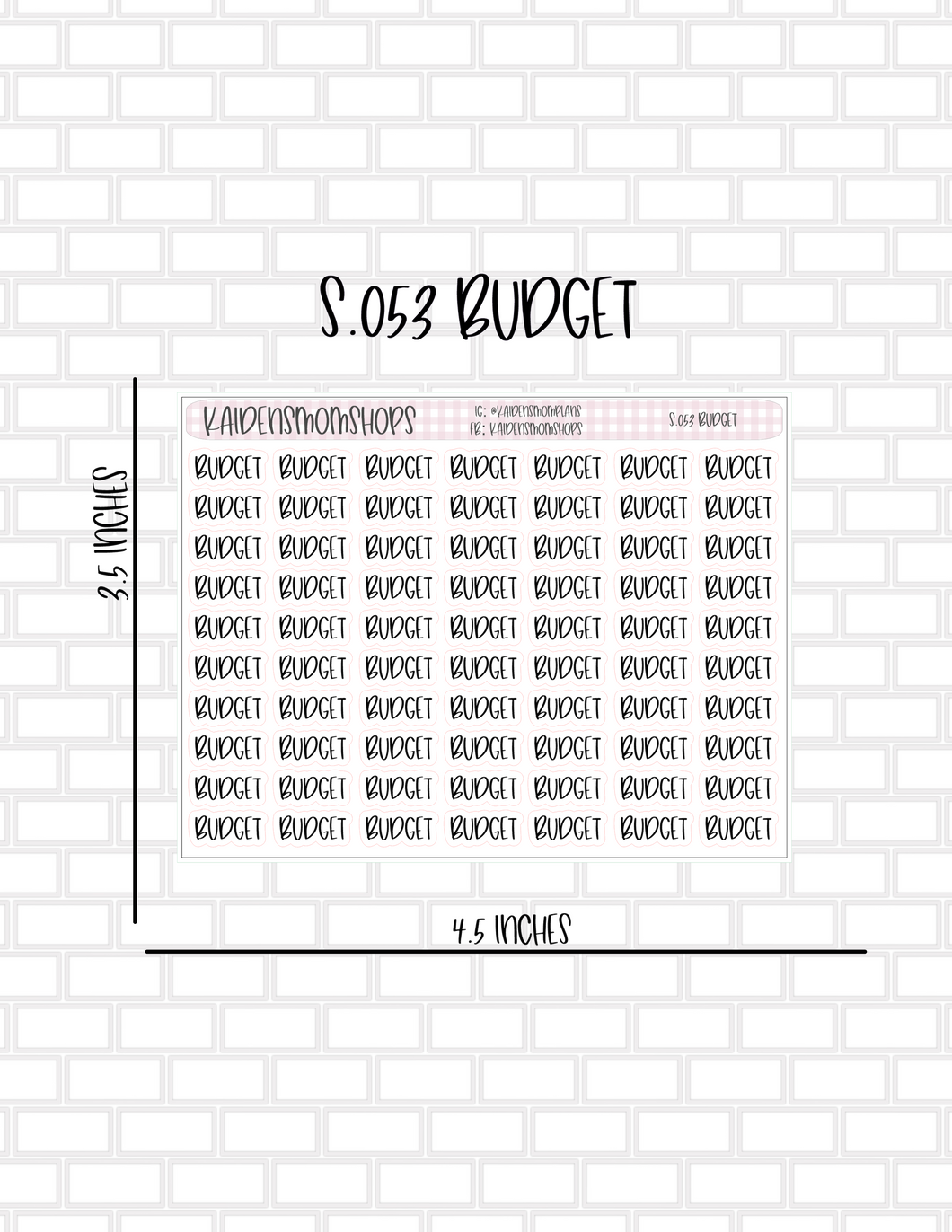 S.053 Budget Mini SHeet