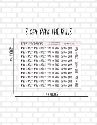 S.054 Pay the Bills Mini Sheet