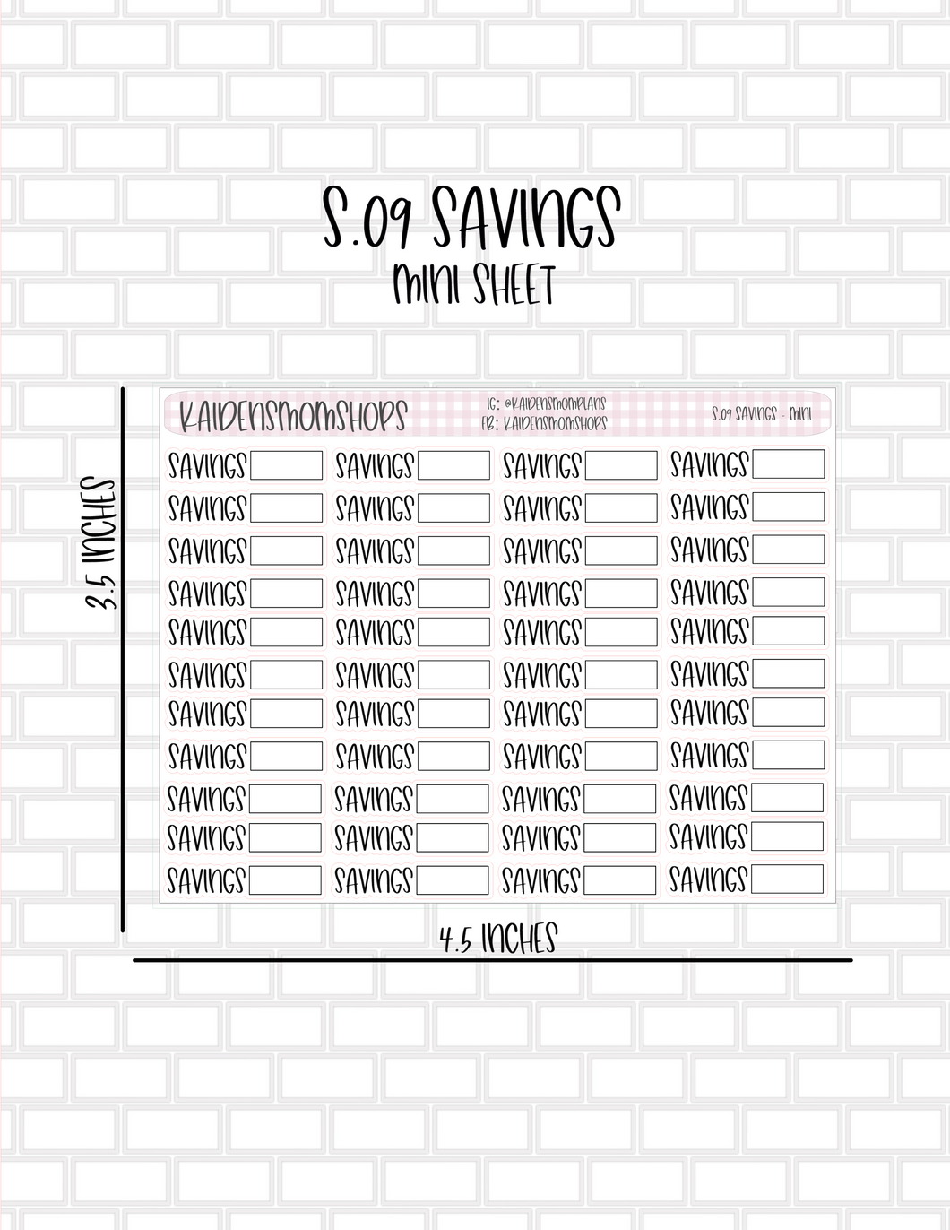 S.09 Savings Print Mini Sheet