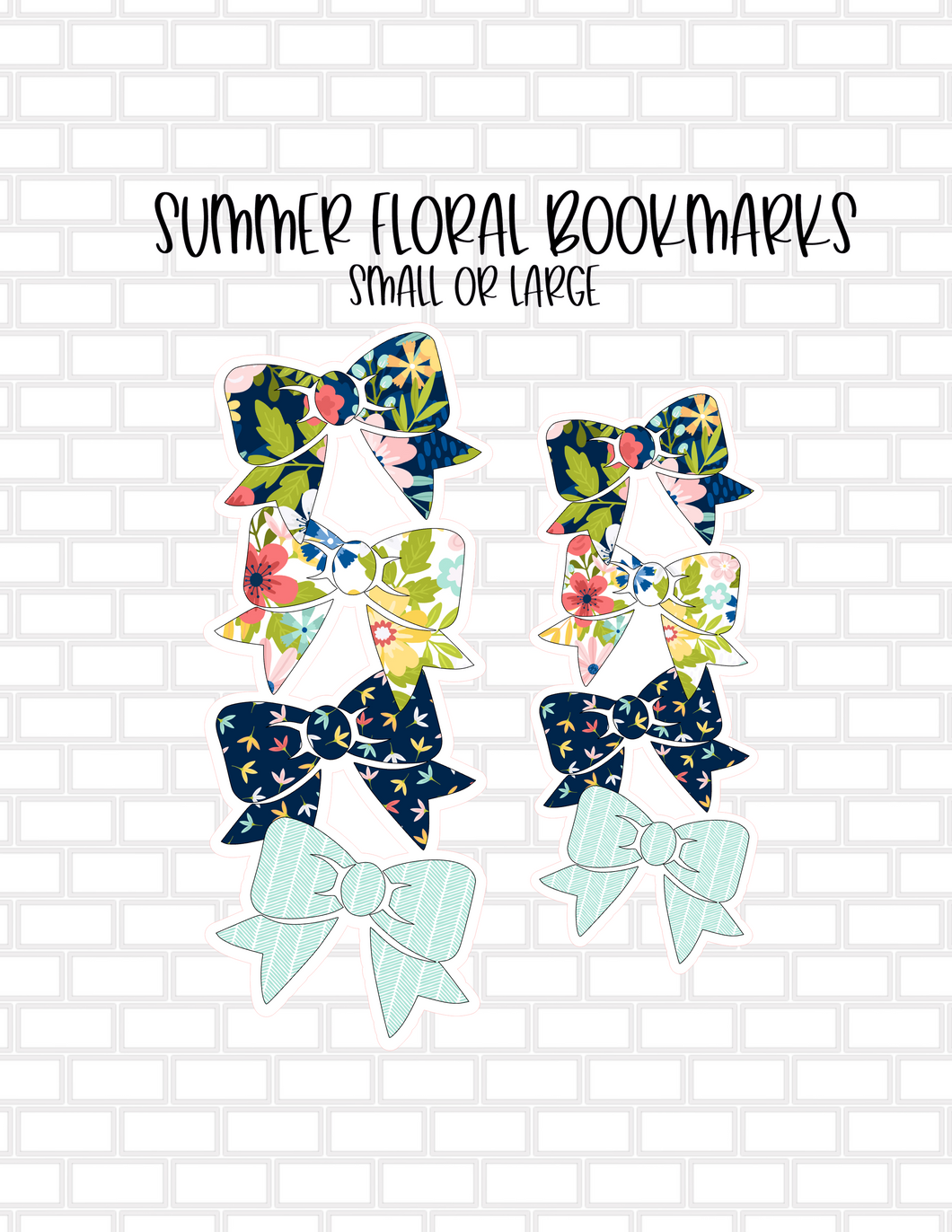 Summer Floral Stacked Bow Bookmark - Large or Small