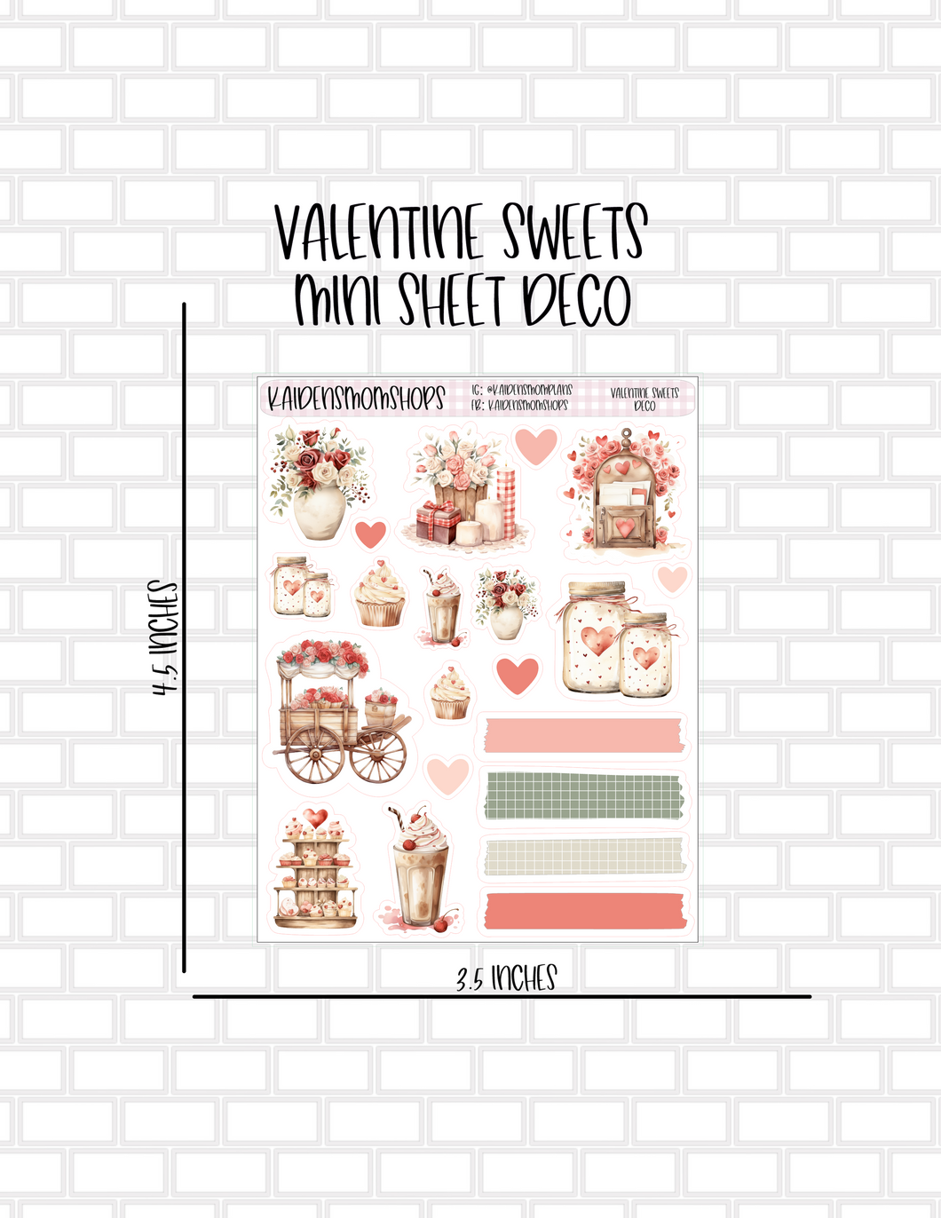 Valentine Sweets Mini Sticker Sheet Deco