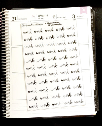 Work Fancy Script Word Stickers - S223