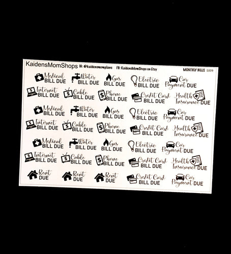 Monthly Bills Stickers - S009