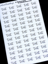 Test Word Fancy Script Sticker Sheet - S228