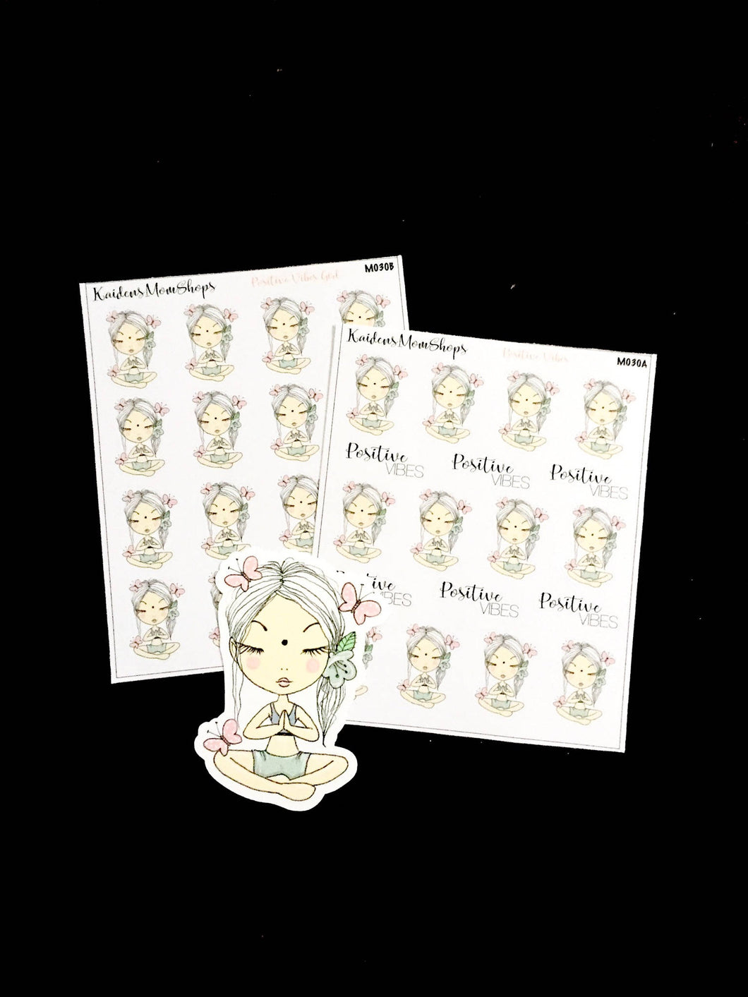 Positive Vibes / Meditation Girl Mini Sticker sheet and die cut