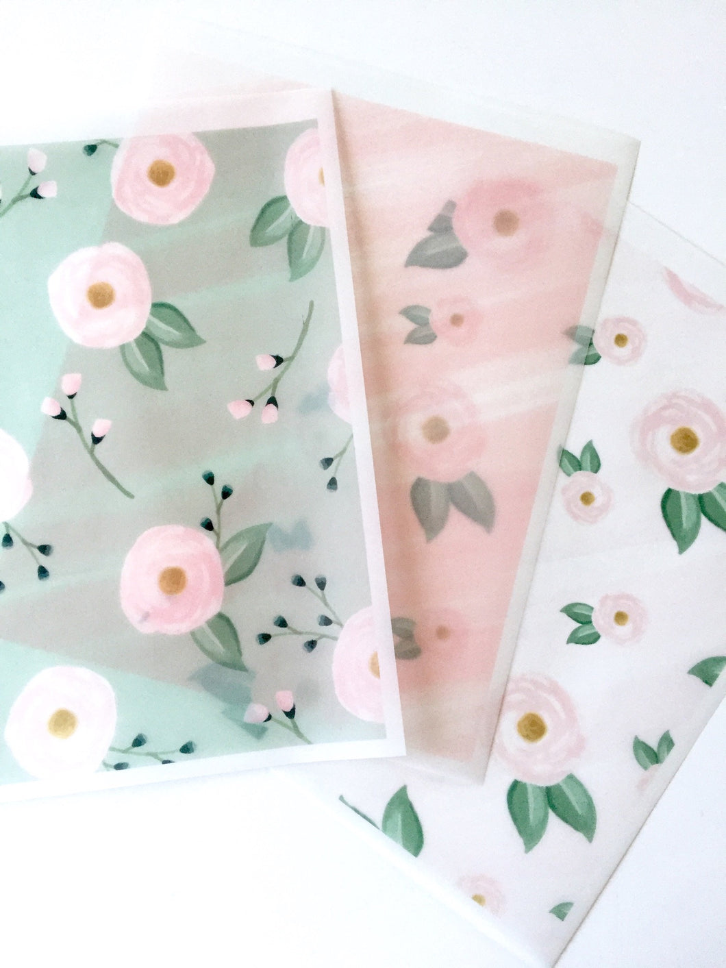 Teal Rose Vellum - Set of 3 - 8X10 Sheets
