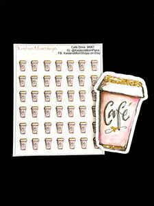 Pink Cafe Coffee Mini Sticker Sheet and Die Cut - M067