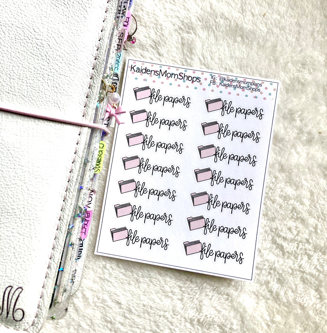 File Papers Mini Sticker Sheet - Handlettered