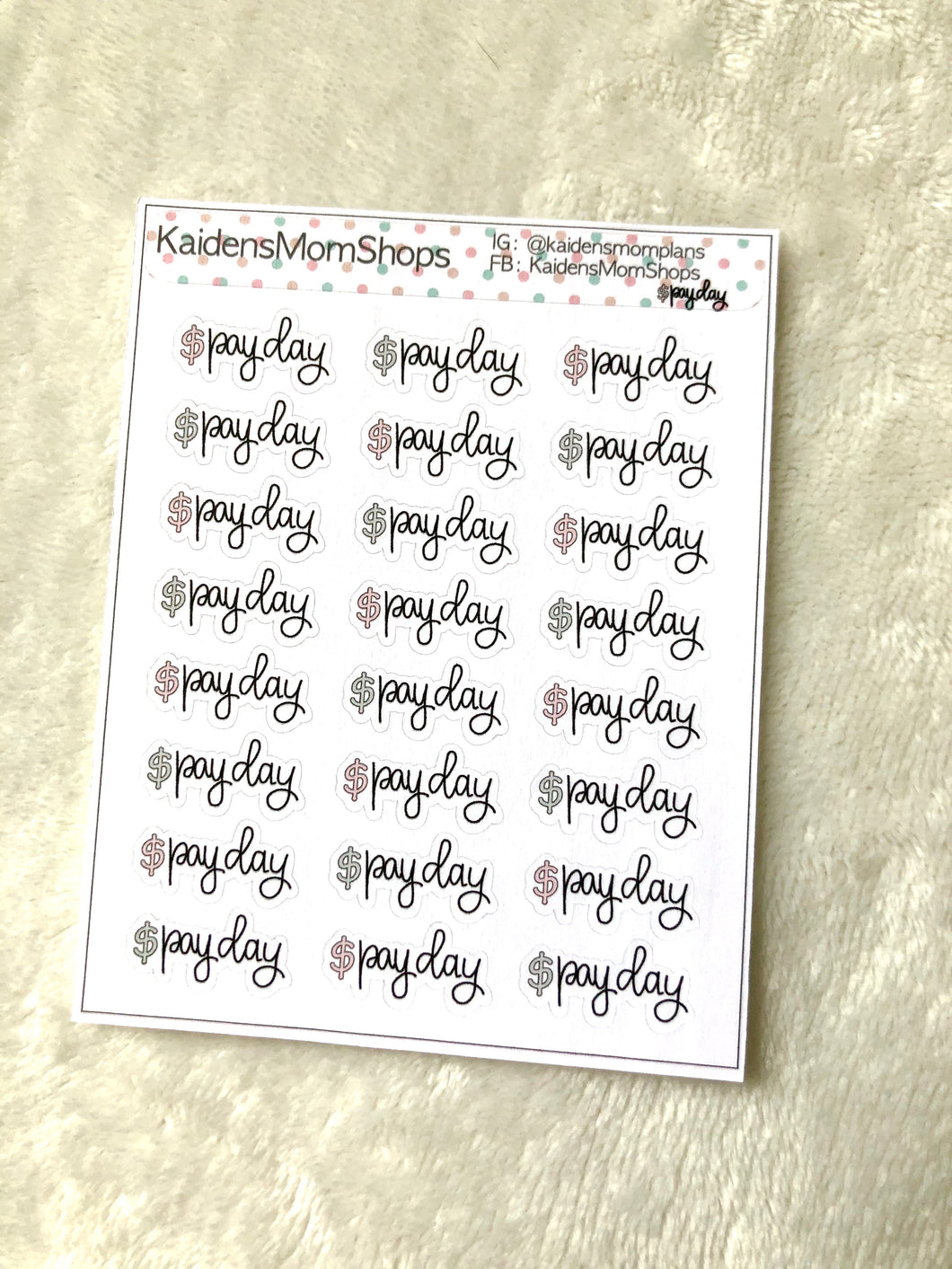 Payday Mini Sticker Sheet - Handlettered