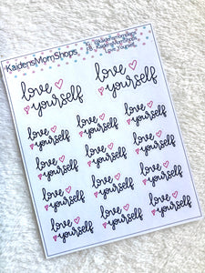 Love Yourself Mini Sticker Sheet - Handlettered