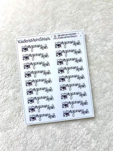 Organize Desk Mini Sticker Sheet - Handlettered
