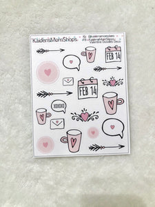 Valentine Doodle Deco Mini Sticker Sheet