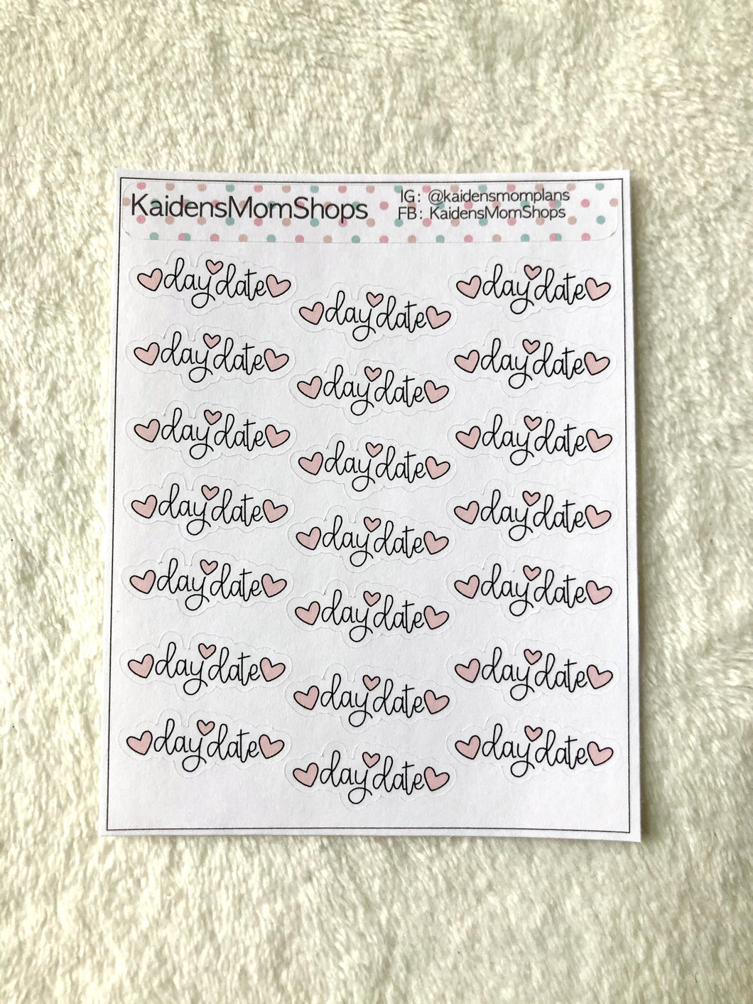 Day Date Mini Sticker Sheet - Handlettered