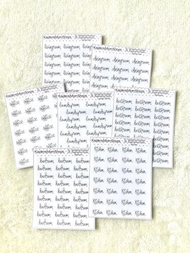 Rooms for CHORES Mini Sticker Sheet - Handlettered