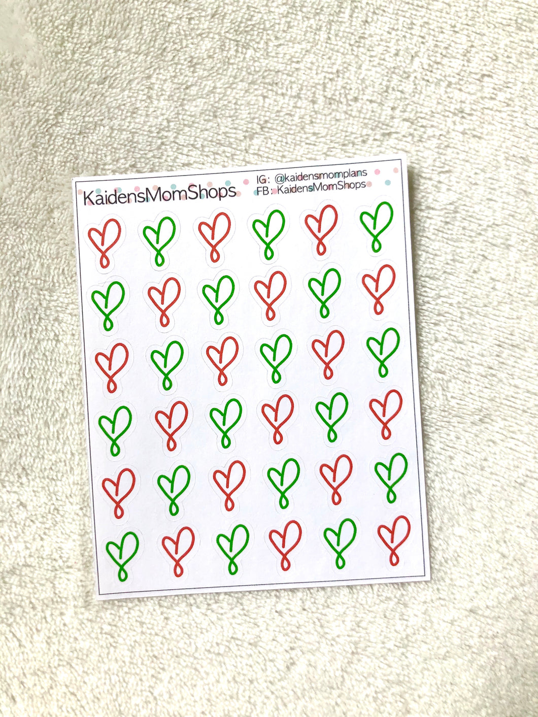 Handdrawn Hearts - Red and Green Christmas Mini Sticker Sheet