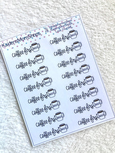 Coffee First Mini Sticker Sheet - Handlettered