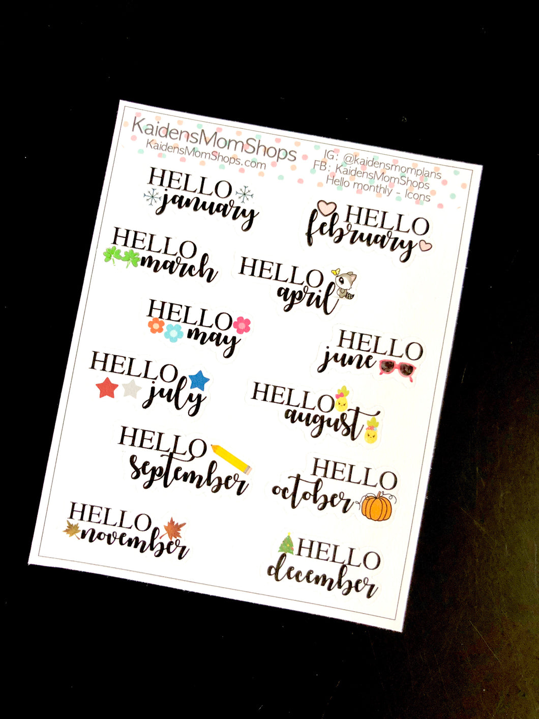 Hello Monthly Mini Sticker Sheet